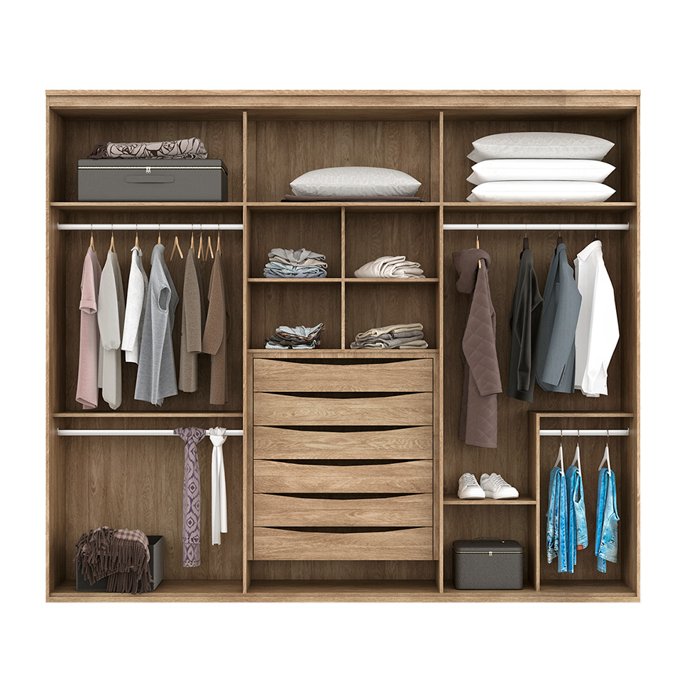 Guarda-Roupa Casal com Espelho Originale 6 Portas 6 Gavetas Branco 267 cm