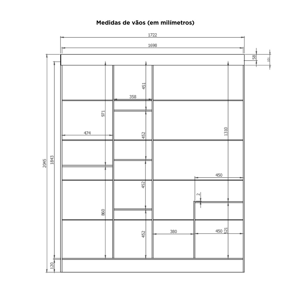 Guarda-Roupa Casal com Espelho Paris 3 PT 2 GV Branco