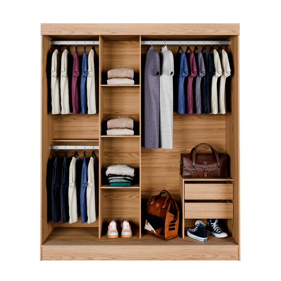 Guarda-Roupa Casal com Espelho Paris 3 PT 2 GV Carvalho