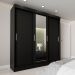 Guarda-Roupa Casal com Espelho Paris 3 PT 2 GV Preto