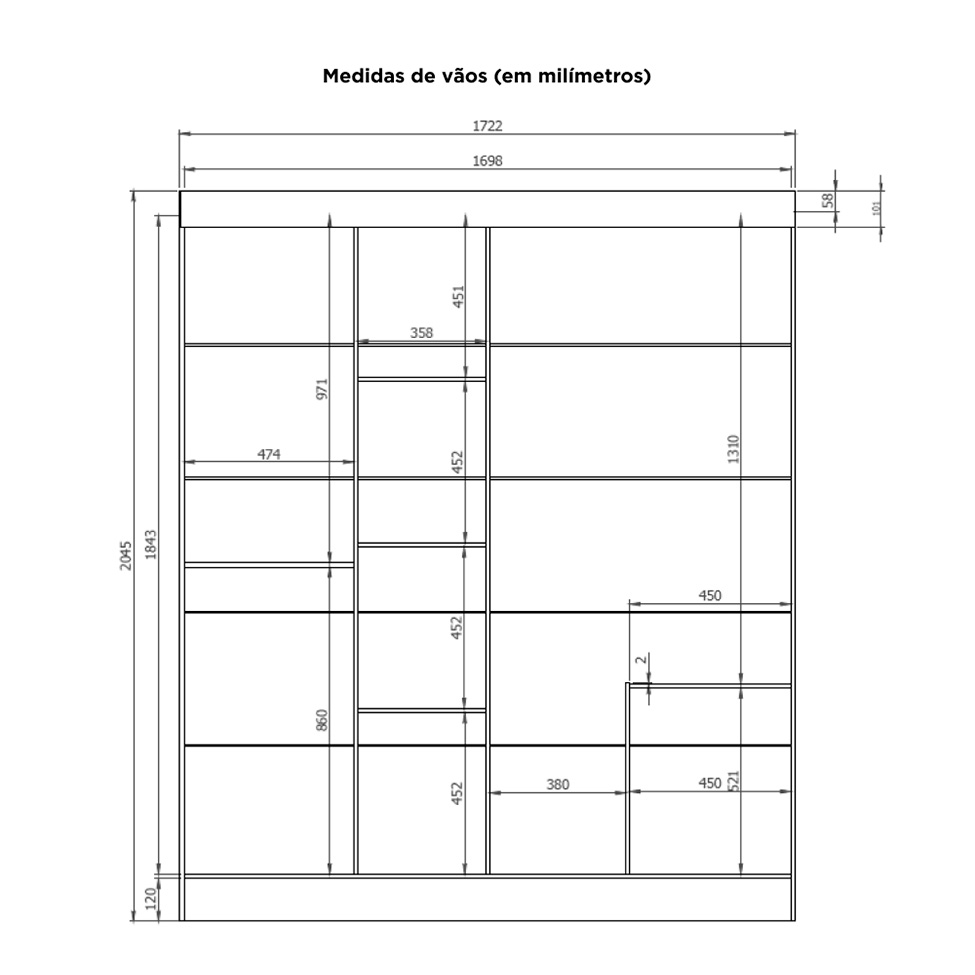 Guarda-Roupa Casal com Espelho Paris 3 Portas 2 Gavetas Carvalho