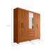 Guarda-Roupa Casal com Espelho Peri 6 Portas 4 Gavetas Nogueira