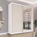 Guarda-Roupa Casal com Espelho Porto 2 Portas 2 Gavetas Branco e Creme