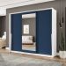 Guarda-Roupa Casal com Espelho Porto 3 Portas 4 Gavetas Branco e Azul