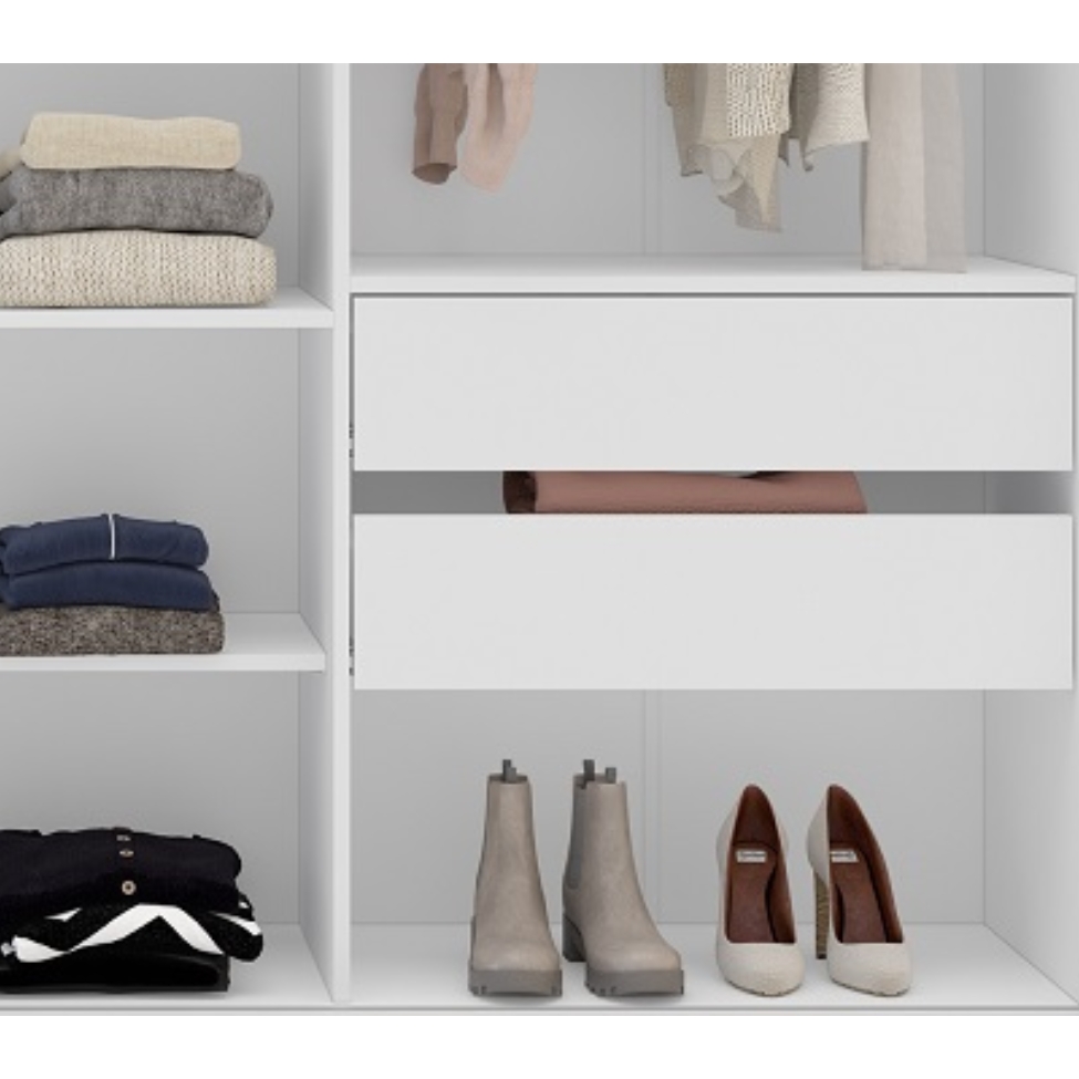 Guarda-Roupa Casal com Espelho Porto 3 Portas 4 Gavetas Branco e Azul