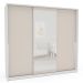 Guarda-Roupa Casal com Espelho Porto 3 Portas 4 Gavetas Branco e Creme