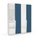 Guarda-Roupa Casal com Espelho Porto 4 Portas 4 Gavetas Branco e Azul