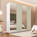 Guarda-Roupa Casal com Espelho Porto 4 Portas 4 Gavetas Branco e Verde
