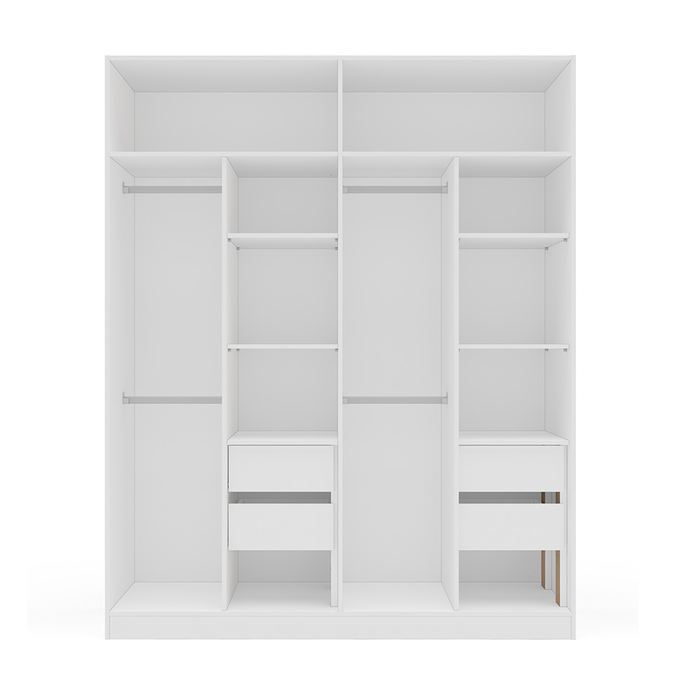 Guarda-Roupa Casal com Espelho Porto 4 Portas 4 Gavetas Branco e Verde
