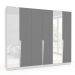 Guarda-Roupa Casal com Espelho Porto 6 Portas 4 Gavetas Branco e Cinza