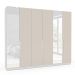 Guarda-Roupa Casal com Espelho Porto 6 Portas 4 Gavetas Branco e Creme