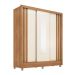 Guarda-Roupa Casal com Espelho Ravel Flex 3 Portas 2 Gavetas Amêndola e Off White