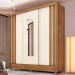 Guarda-Roupa Casal com Espelho Ravel Flex 3 Portas 2 Gavetas Amêndola e Off White