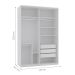 Guarda-Roupa Casal com Espelho Reflecta Milão II 2 Portas 3 Gavetas Branco