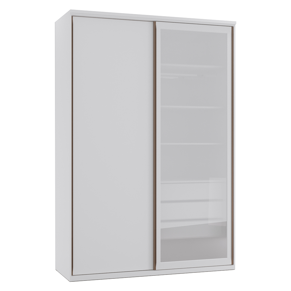 Guarda-Roupa Casal com Espelho Reflecta Milão II 2 Portas 3 Gavetas Branco