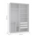 Guarda-Roupa Casal com Espelho Reflecta Milão IV 2 Portas 3 Gavetas Branco