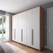 Guarda-Roupa Casal com Espelho Rockford 6 Portas 6 Gavetas Off White e Canela