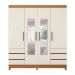 Guarda-Roupa Casal com Espelho Roma 4 Portas 6 Gavetas Amêndola e Off White
