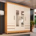 Guarda-Roupa Casal com Espelho Roma 4 Portas 6 Gavetas Cinnamon e Off White