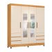 Guarda-Roupa Casal com Espelho Roma 4 Portas 6 Gavetas Cinnamon e Off White