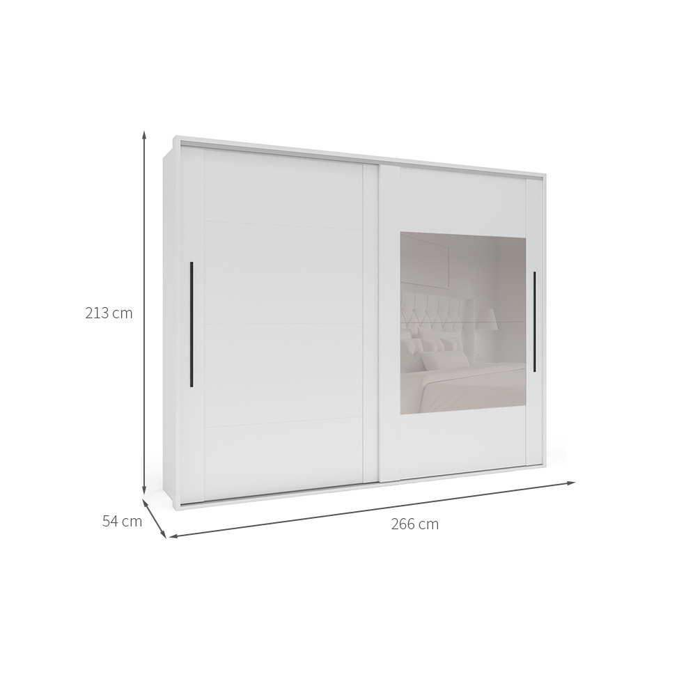 Guarda-Roupa Casal com Espelho Sevilha Flex 2 PT 4 GV Branco
