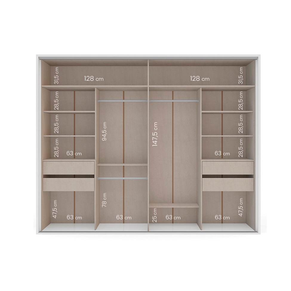 Guarda-Roupa Casal com Espelho Sevilha Flex 2 PT 4 GV Branco