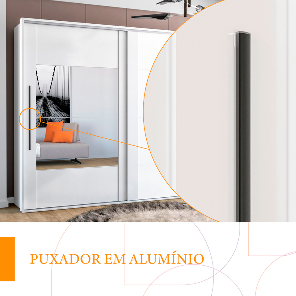 Guarda-Roupa Casal com Espelho Sevilha Flex 2 PT 4 GV Branco