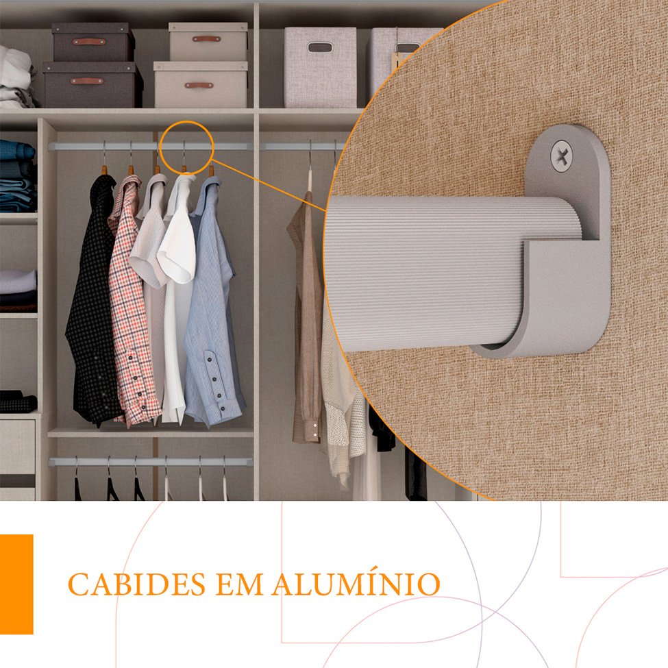 Guarda-Roupa Casal com Espelho Sevilha Flex 2 PT 4 GV Branco