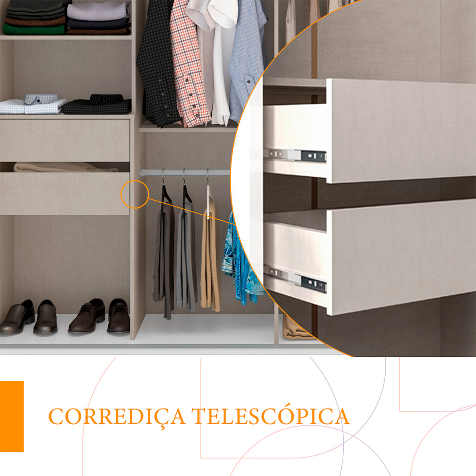 Guarda-Roupa Casal com Espelho Sevilha Flex 2 PT 4 GV Branco