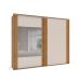 Guarda-Roupa Casal com Espelho Sevilha Flex 2 Portas 4 Gavetas  Freijó e Off White