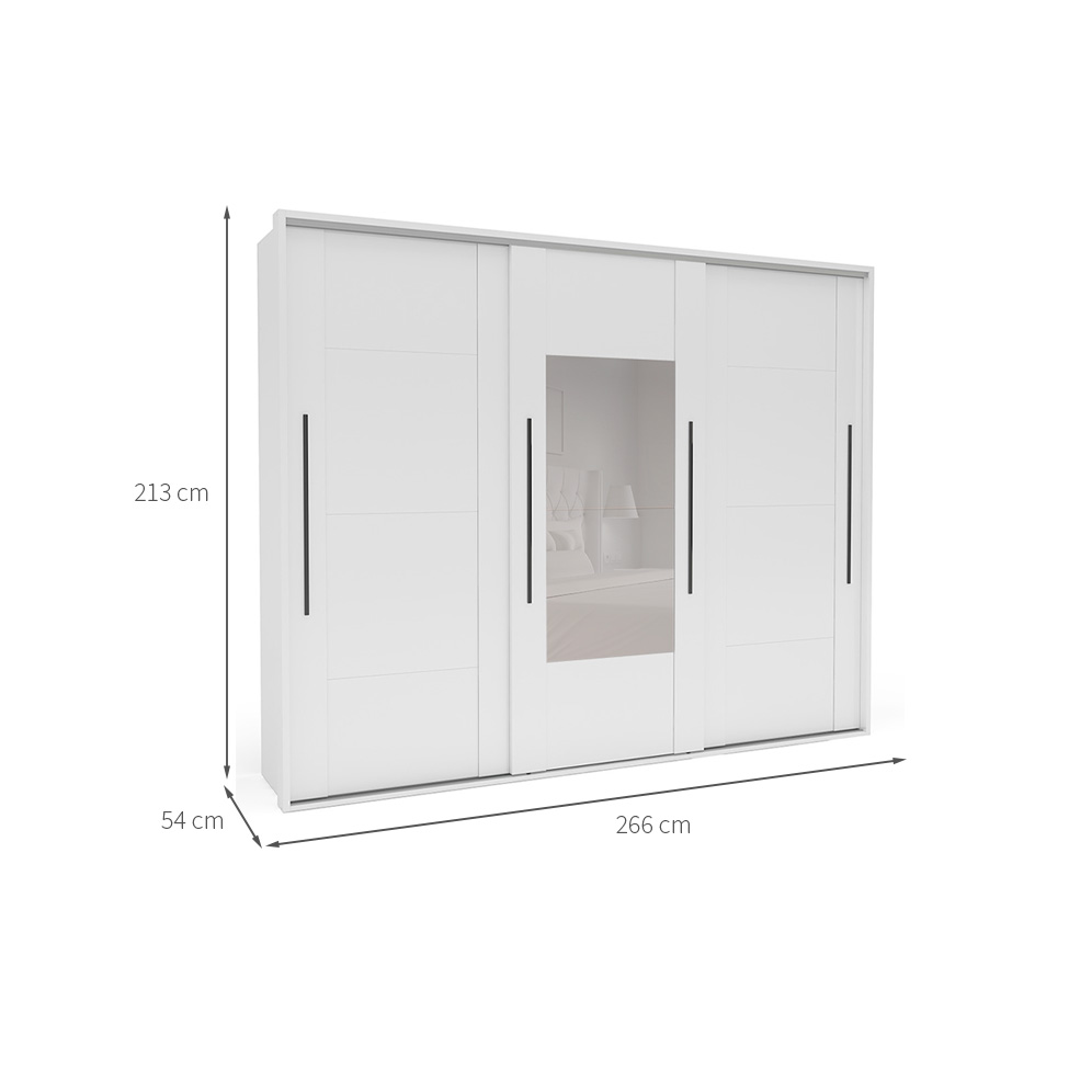 Guarda-Roupa Casal com Espelho Sevilha Flex 3 PT 4 GV Branco