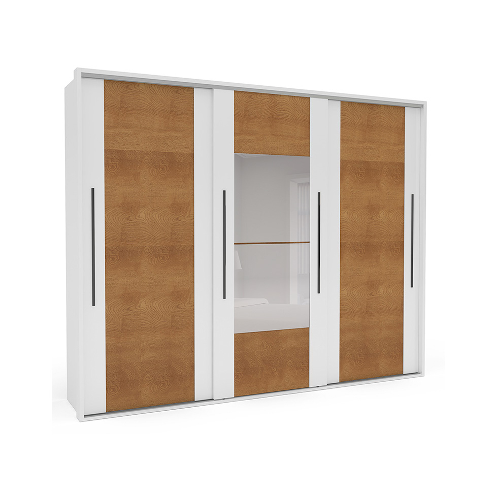 Guarda-Roupa Casal com Espelho Sevilha Flex 3 PT 4 GV Branco