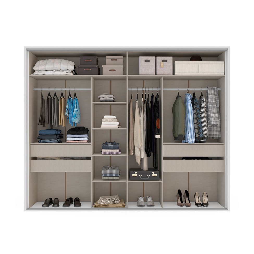 Guarda-Roupa Casal com Espelho Sevilha Flex 3 Portas 4 Gavetas Branco