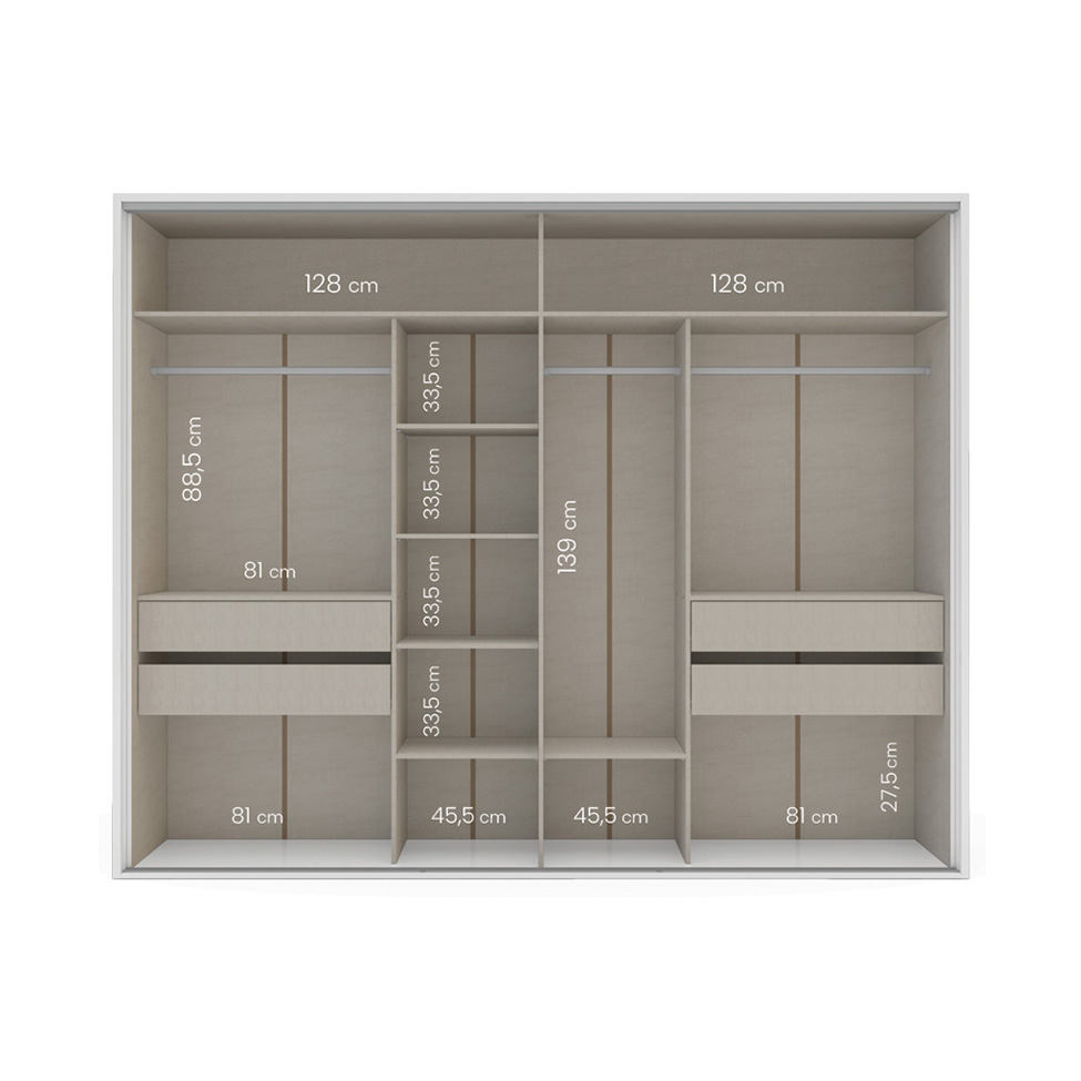 Guarda-Roupa Casal com Espelho Sevilha Flex 3 Portas 4 Gavetas Branco