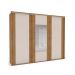 Guarda-Roupa Casal com Espelho Sevilha Flex 3 Portas 4 Gavetas Off White e Freijó
