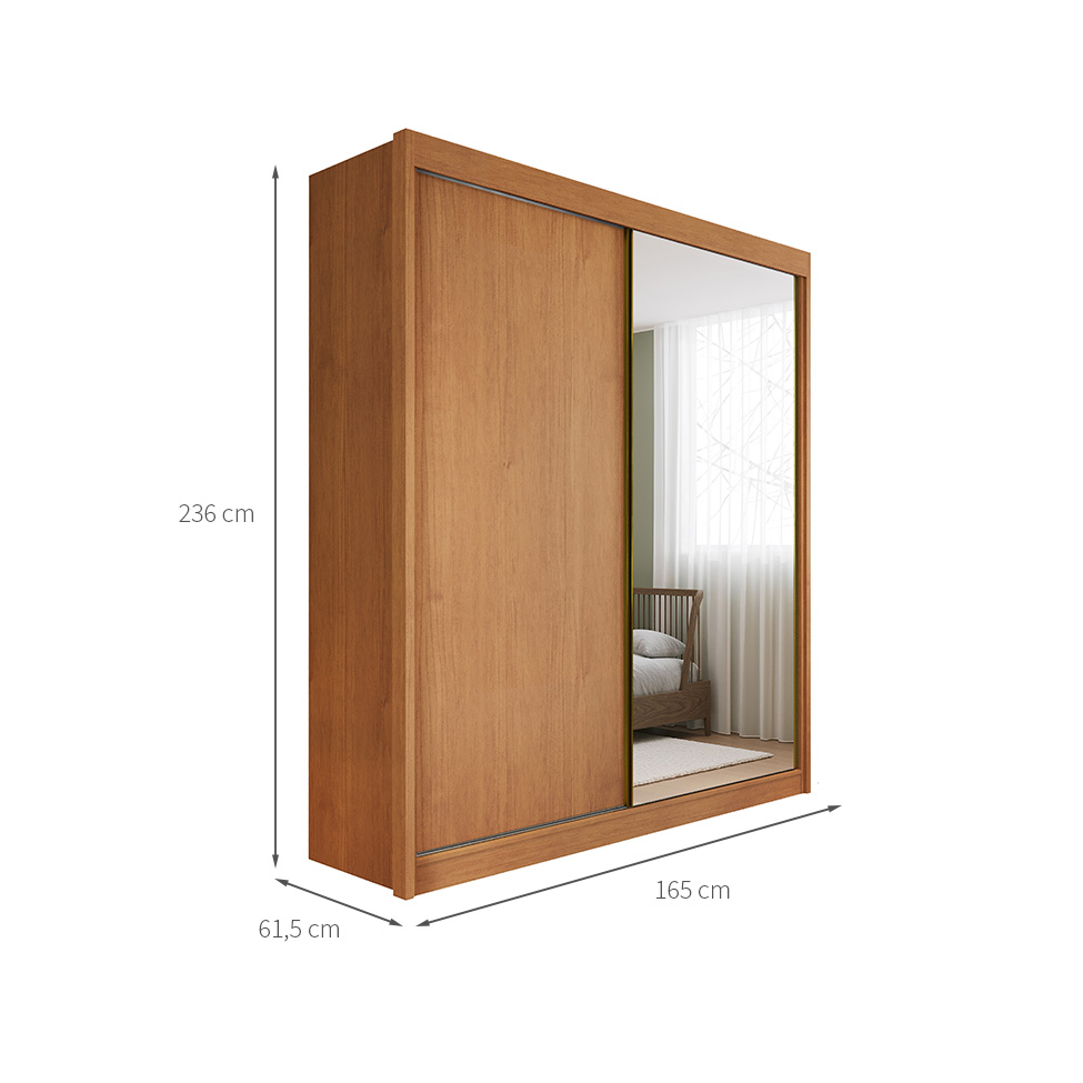 Guarda-Roupa Casal com Espelho Trento 2 Portas 4 Gavetas Cinamomo