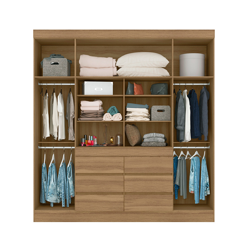 Guarda-Roupa Casal com Espelho Trevi 4 Portas 6 Gavetas Amendola
