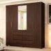 Guarda-Roupa Casal com Espelho Trevi 4 Portas 6 Gavetas Café