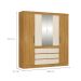Guarda-Roupa Casal com Espelho Trevi 4 Portas 6 Gavetas Cinamon e Off White