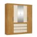 Guarda-Roupa Casal com Espelho Trevi 4 Portas 6 Gavetas Cinamon e Off White