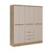 Guarda-Roupa Casal com Espelho Troy 6 Portas 3 Gavetas Noce e Off White