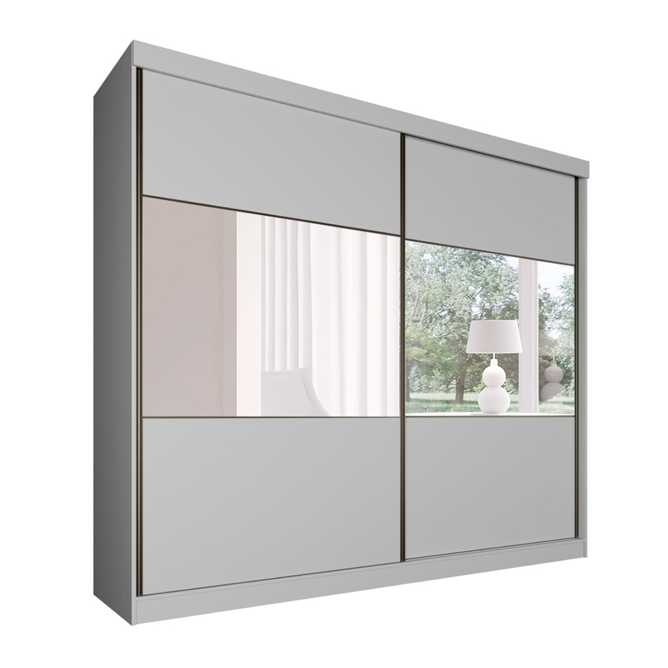 Guarda-Roupa Casal com Espelho Valência 2 PT 6 GV Branco