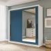 Guarda-Roupa Casal com Espelho Valência 2 Portas 2 Gavetas Branco e Azul