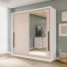 Guarda-Roupa Casal com Espelho Valência 2 Portas 2 Gavetas Branco e Creme