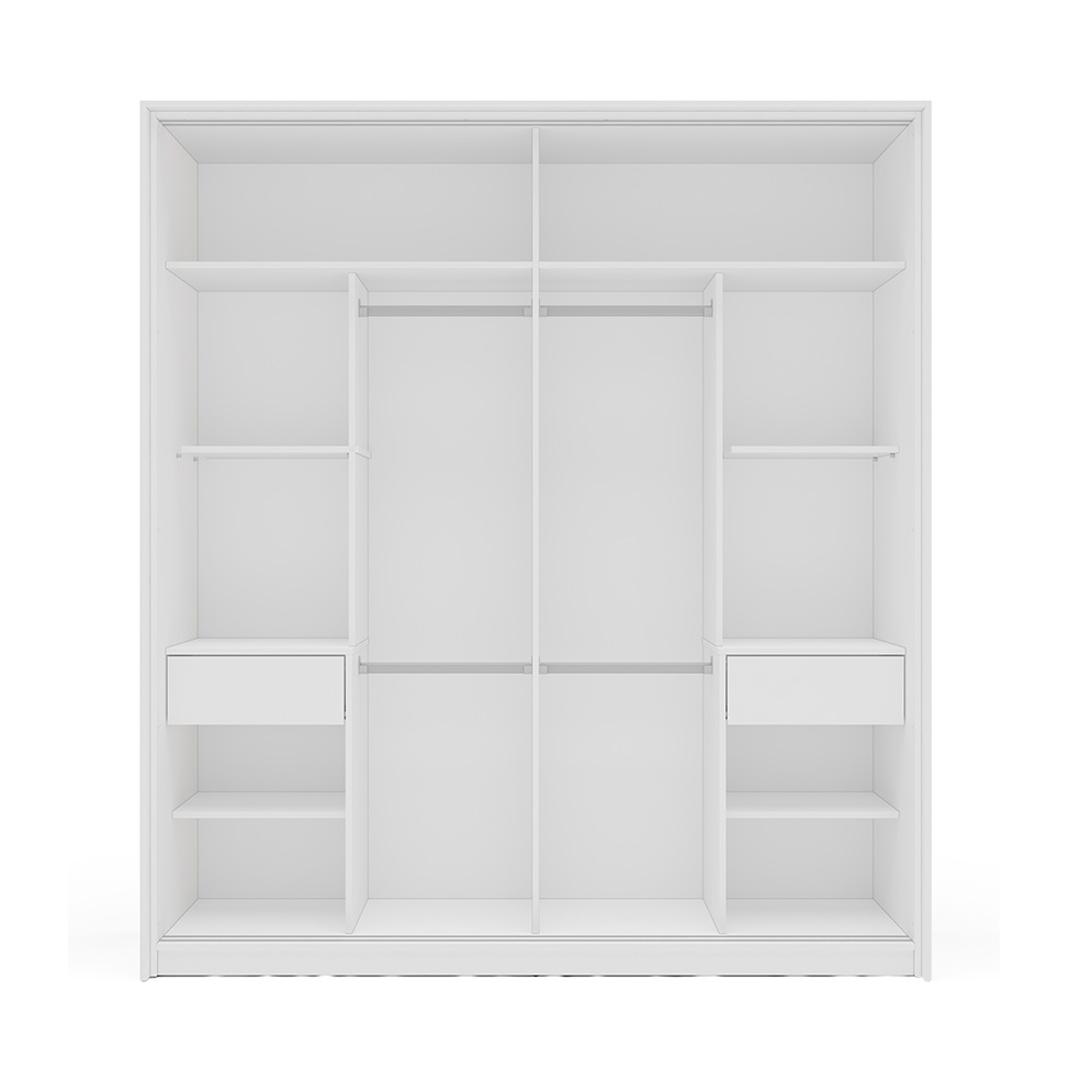 Guarda-Roupa Casal com Espelho Valência 2 Portas 2 Gavetas Branco e Verde