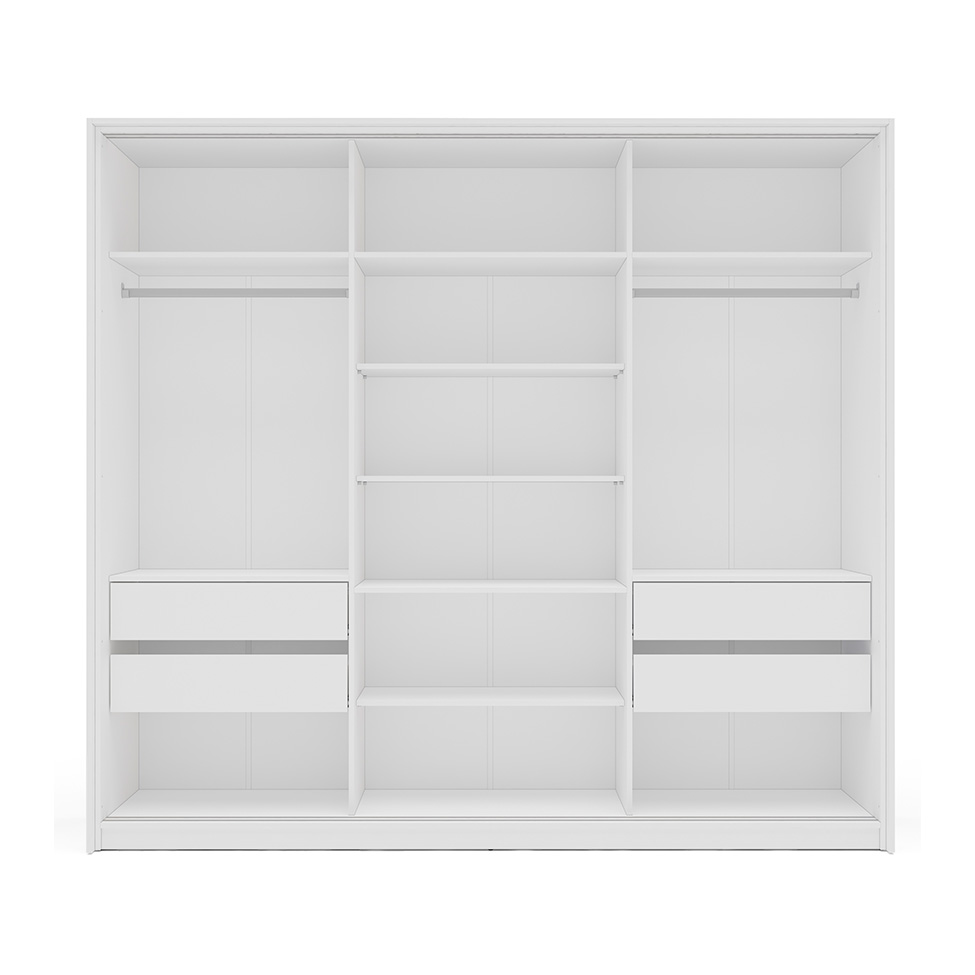 Guarda-Roupa Casal com Espelho Valência 3 Portas 4 Gavetas Branco e Azul