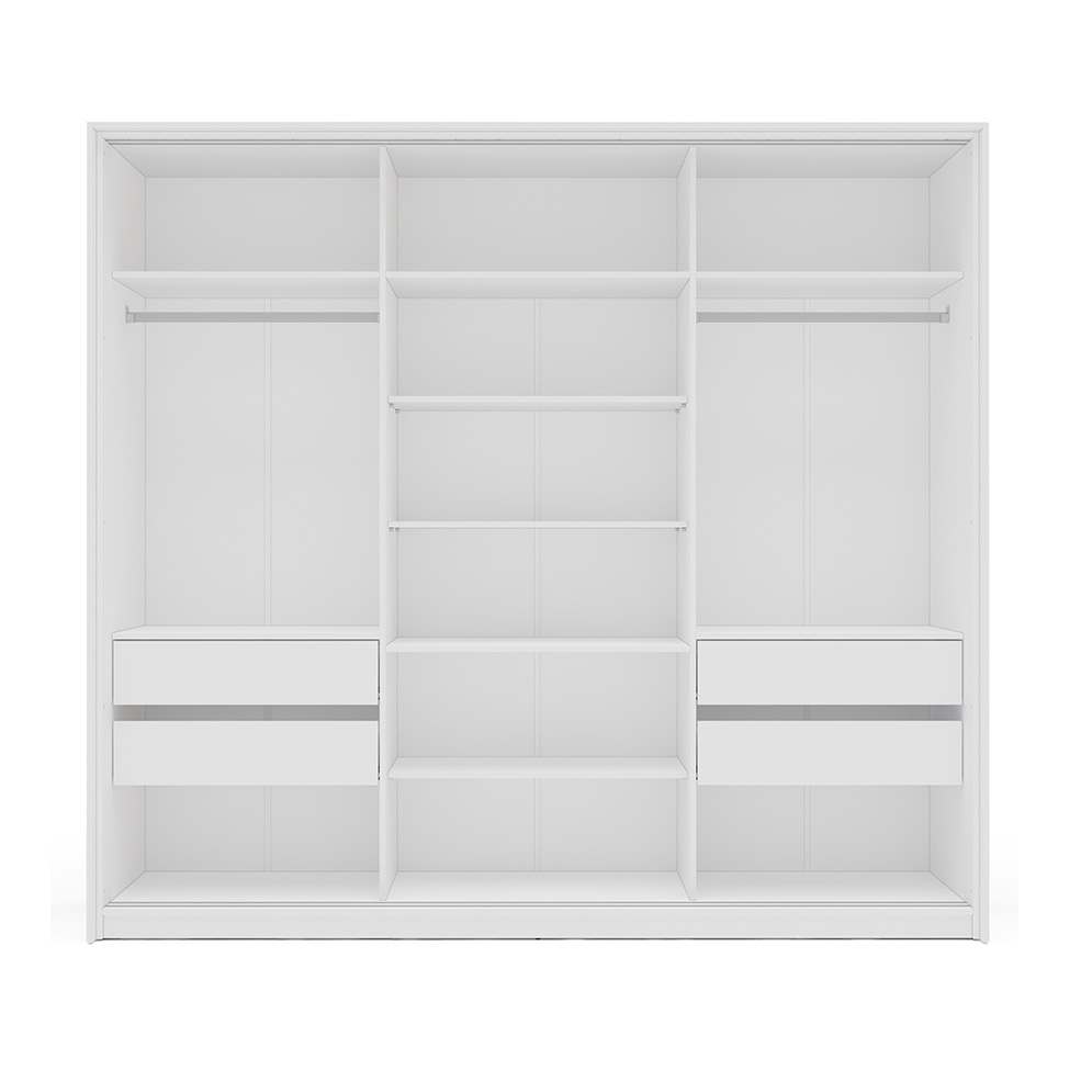 Guarda-Roupa Casal com Espelho Valência 3 Portas 4 Gavetas Branco e Verde