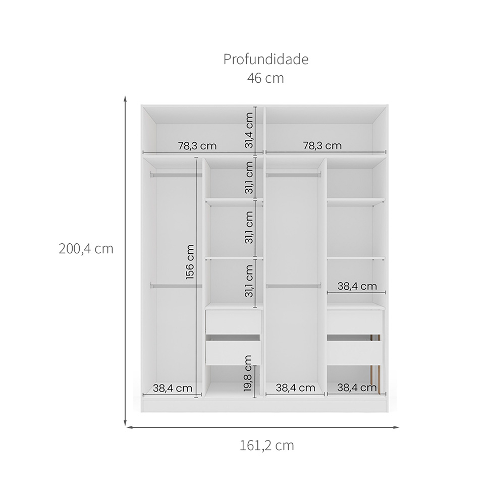 Guarda-Roupa Casal com Espelho Valência 4 Portas 4 Gavetas Branco e Verde