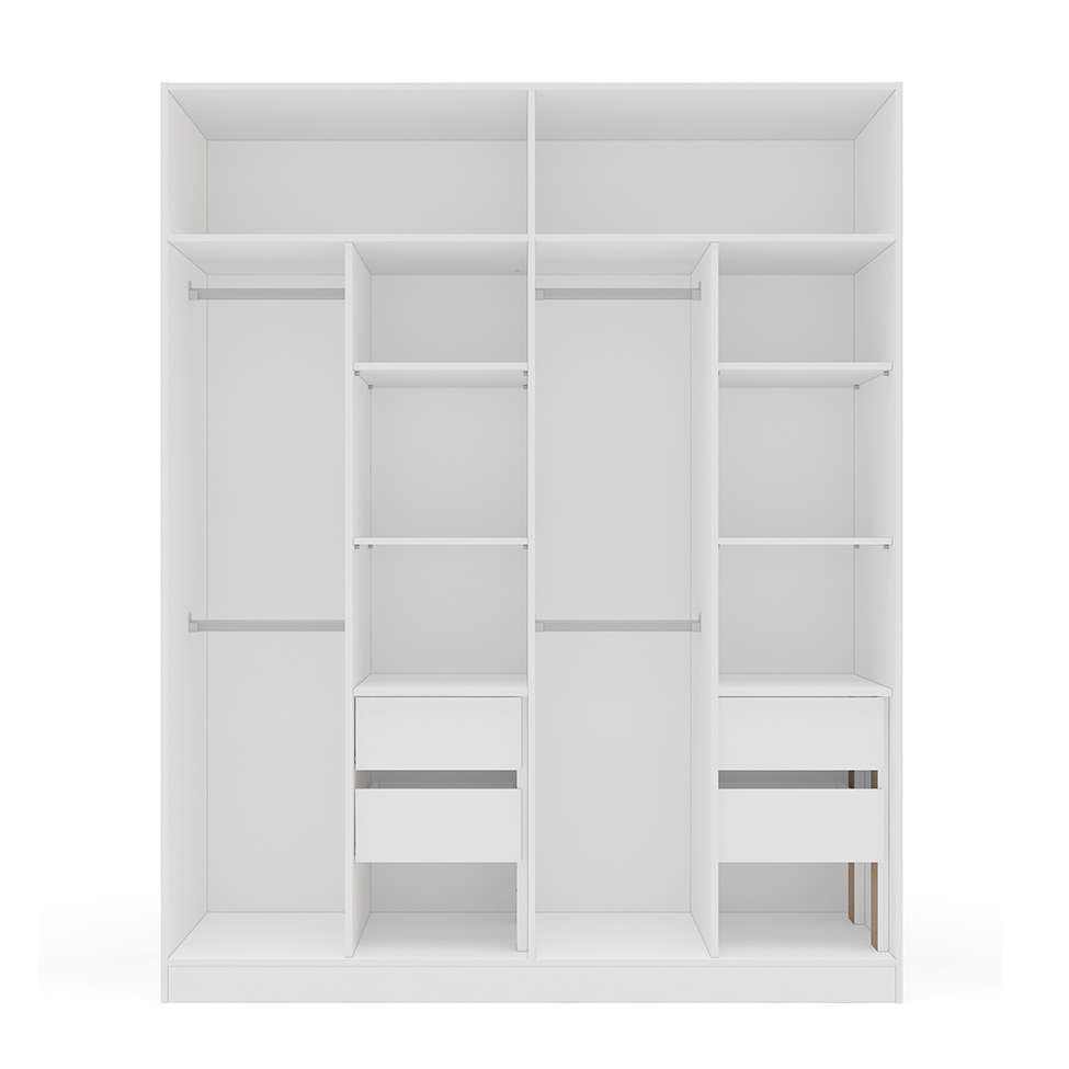 Guarda-Roupa Casal com Espelho Valência 4 Portas 4 Gavetas Branco e Verde