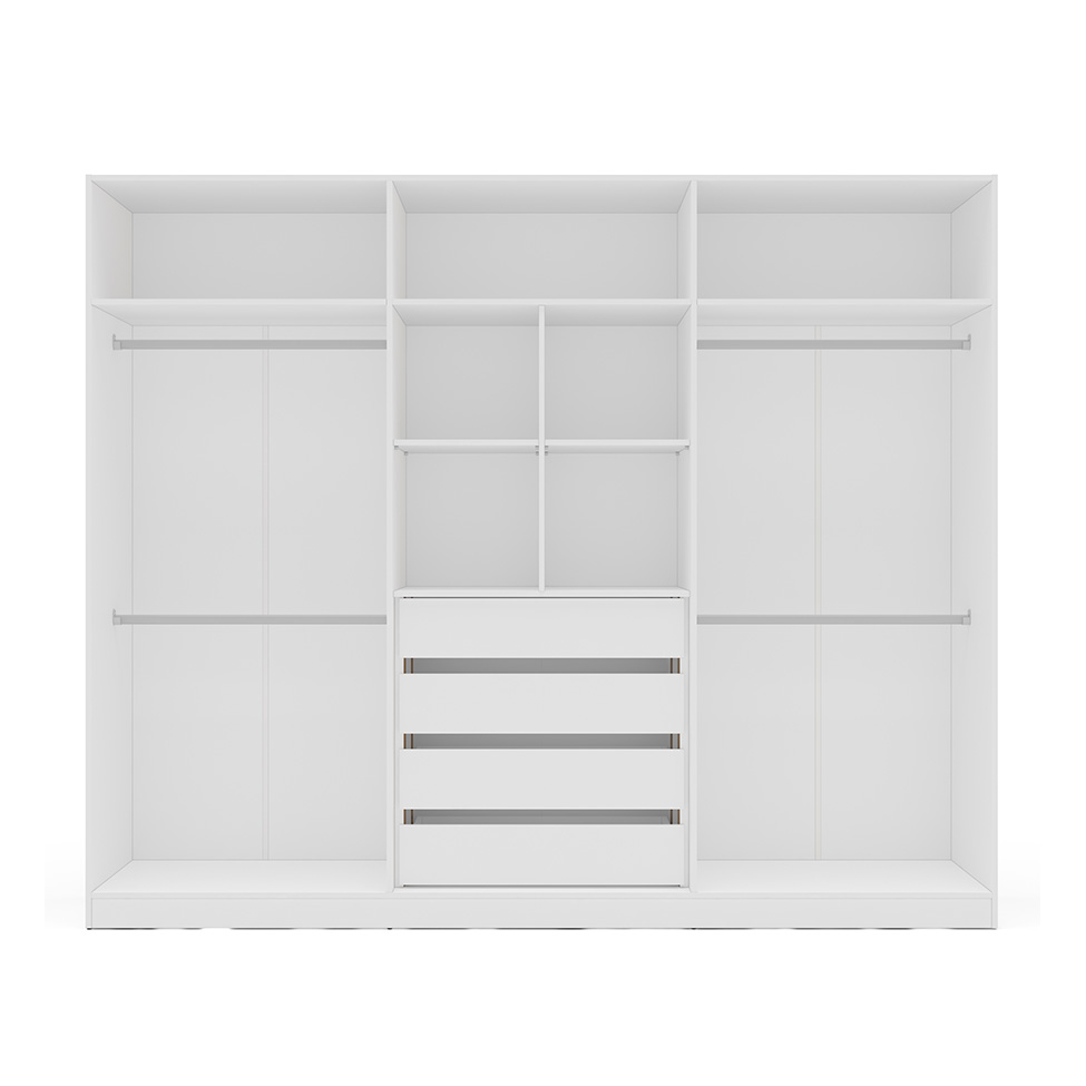 Guarda-Roupa Casal com Espelho Valência 6 Portas 4 Gavetas Branco e Azul